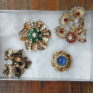 Austrian Rhinestone Brooch Group of Four